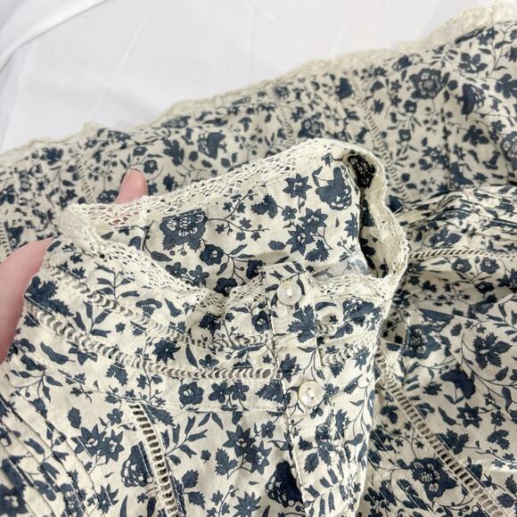 NWT AE77 American Eagle Vintage Floral Blouse High Neck Long Sleeve Cottagecore - Picture 4 of 5